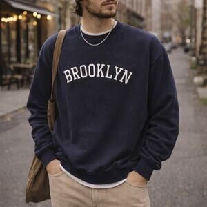 Brooklyn Sweatshirt Men's Medium New York Classic Crewneck Sweatshirt Streetwear